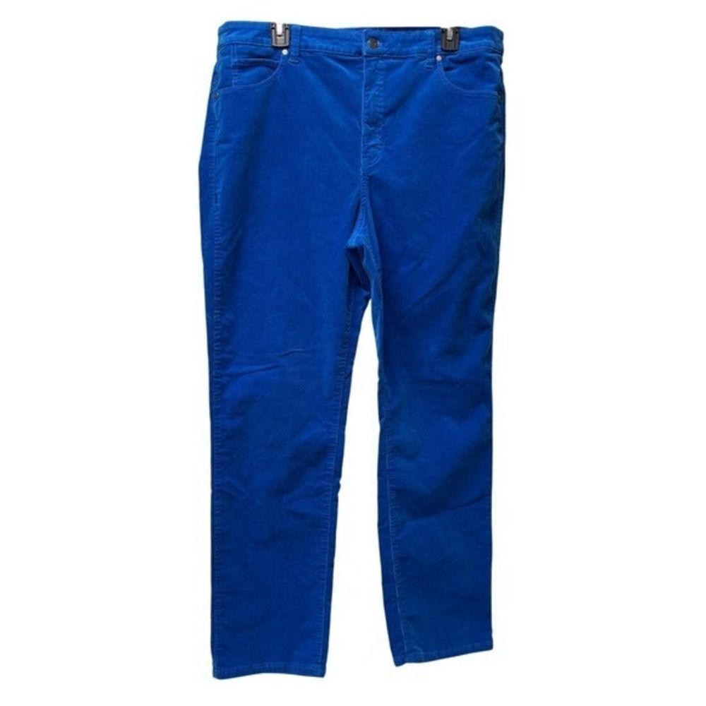 Talbots Womens 16 Blue Corduroy Pants Straight Leg Office Casual